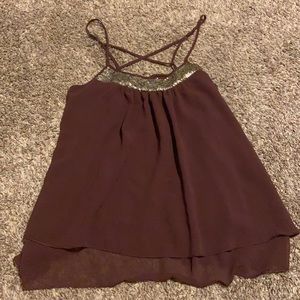 Maroon and gold size M tank top cross back